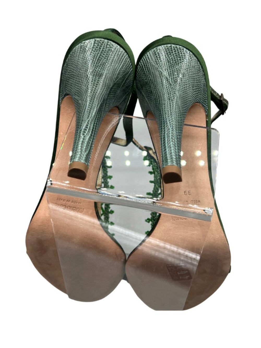 Roberto Cavalli Y2K Green Beaded Leopard Print Heels Runway Sandals Sz 8.5 39 - Picture 6 of 6